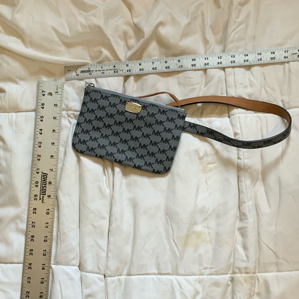 Michael Kors Black and Tan Logo Wristlet